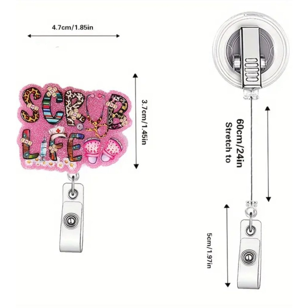 Unisex Badge Reel One Size Pink Multicolor - Picture 2 of 2